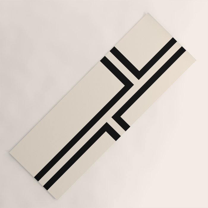 Strong Deco - Minimalist Geometric Design in Black and Almond Cream Yoga Mat Gallery Image 1