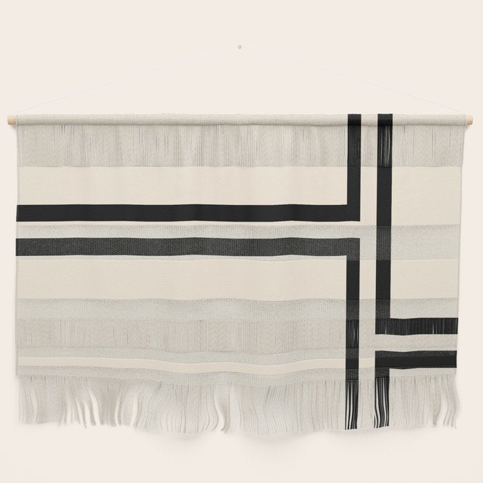 Strong Deco - Minimalist Geometric Design in Black and Almond Cream Wall Hanging Gallery Image 1