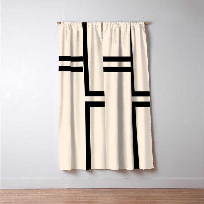 Strong Deco - Minimalist Geometric Design in Black and Almond Cream Window Curtain Gallery Image 3