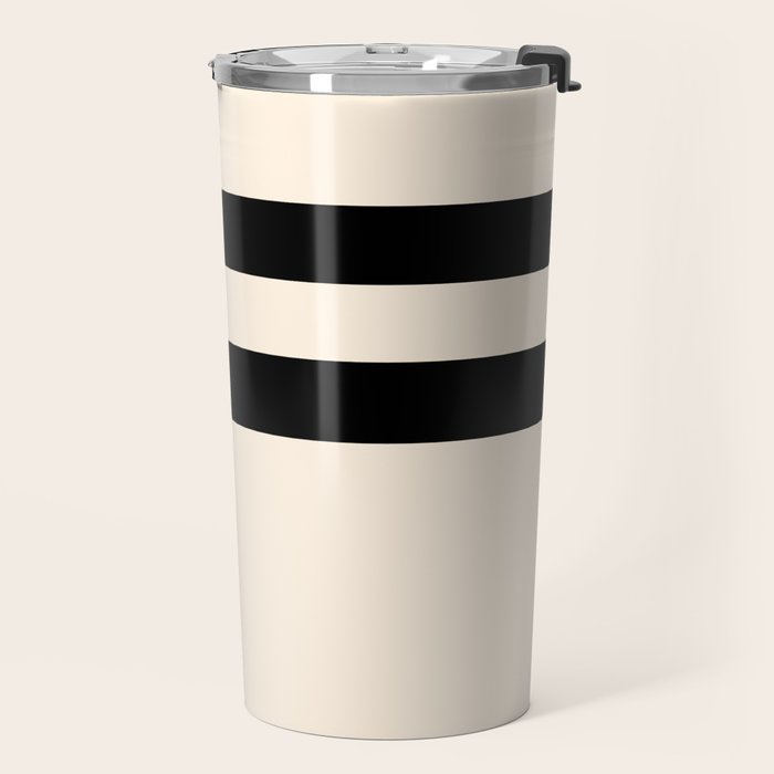 Strong Deco - Minimalist Geometric Design in Black and Almond Cream Travel Mug Gallery Image 2