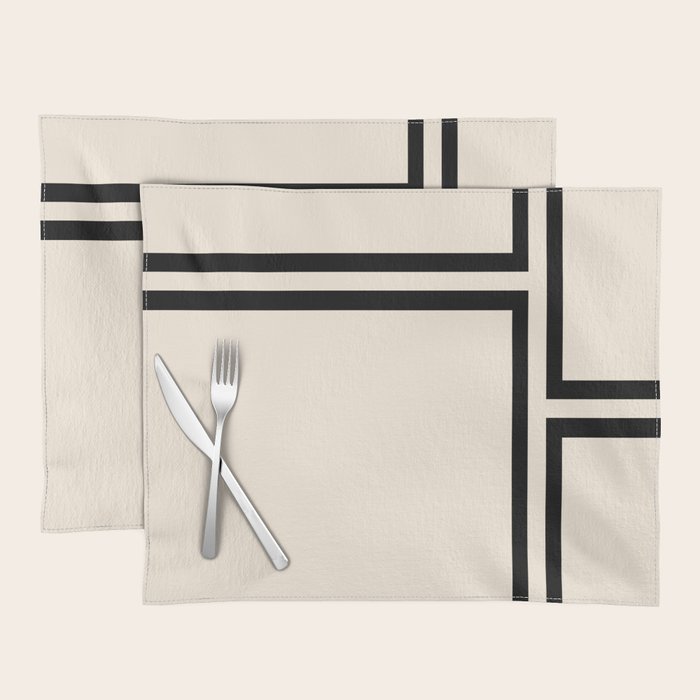 Strong Deco - Minimalist Geometric Design in Black and Almond Cream Placemat Gallery Image 1