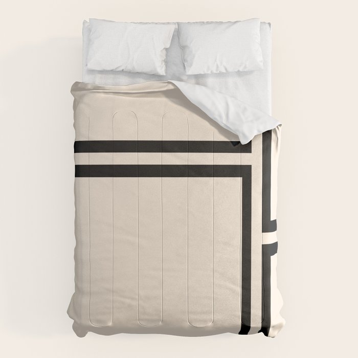 Strong Deco - Minimalist Geometric Design in Black and Almond Cream Comforter Gallery Image 6