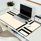 Strong Deco - Minimalist Geometric Design in Black and Almond Cream Desk Mat Gallery Image 2