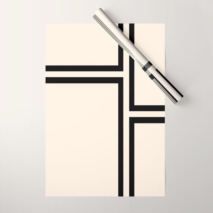 Strong Deco - Minimalist Geometric Design in Black and Almond Cream Wrapping Paper Gallery Image 1