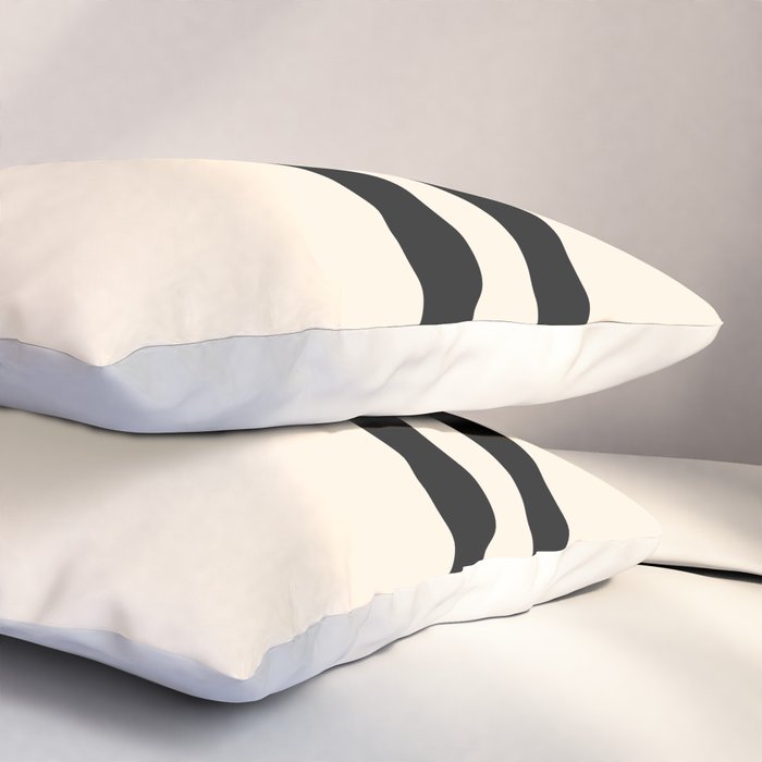 Strong Deco - Minimalist Geometric Design in Black and Almond Cream Pillow Sham Gallery Image 3