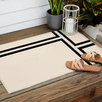 Strong Deco - Minimalist Geometric Design in Black and Almond Cream Outdoor Rug Gallery Image 2