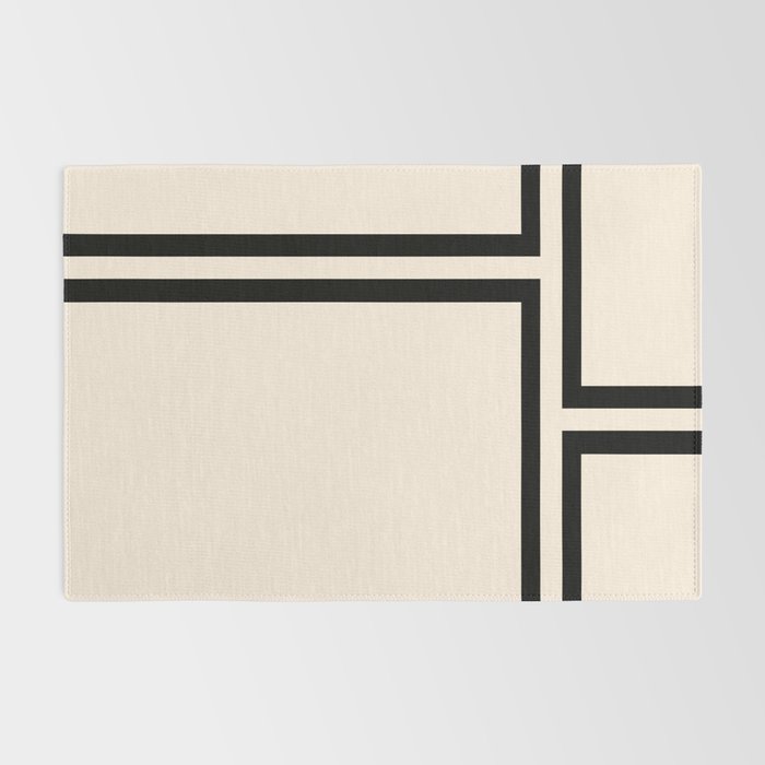 Strong Deco - Minimalist Geometric Design in Black and Almond Cream Rug Gallery Image 2
