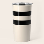 Strong Deco - Minimalist Geometric Design in Black and Almond Cream Travel Mug Gallery Image 1