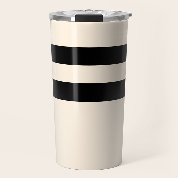 Strong Deco - Minimalist Geometric Design in Black and Almond Cream Travel Mug Gallery Image 1