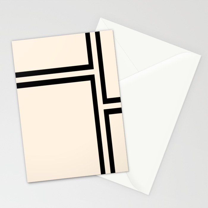 Strong Deco - Minimalist Geometric Design in Black and Almond Cream Stationery Card Gallery Image 2