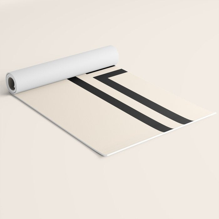 Strong Deco - Minimalist Geometric Design in Black and Almond Cream Yoga Mat Gallery Image 2
