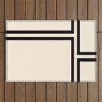 Strong Deco - Minimalist Geometric Design in Black and Almond Cream Outdoor Rug Gallery Image 1