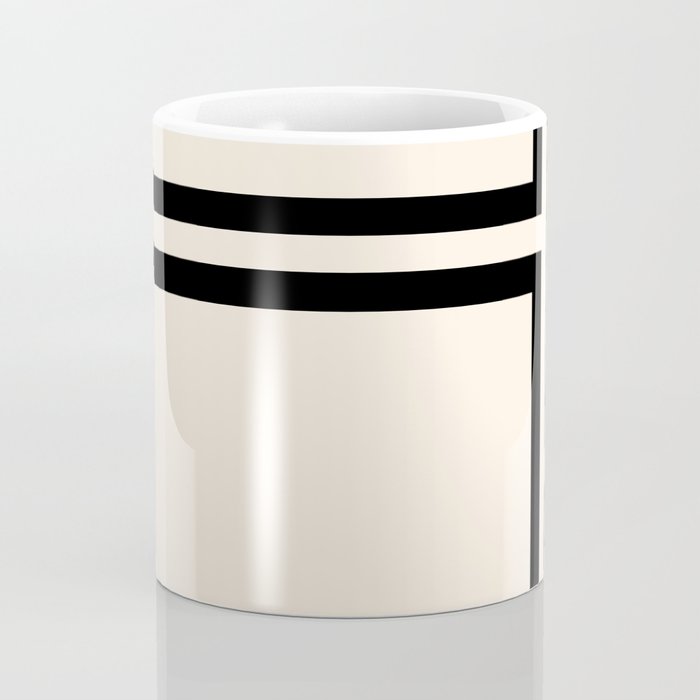 Strong Deco - Minimalist Geometric Design in Black and Almond Cream Coffee Mug Gallery Image 4