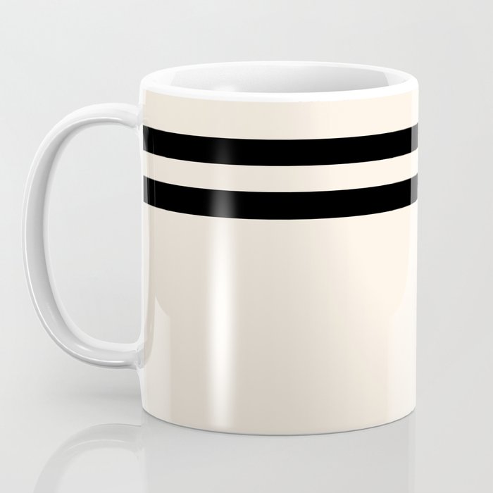 Strong Deco - Minimalist Geometric Design in Black and Almond Cream Coffee Mug Gallery Image 3