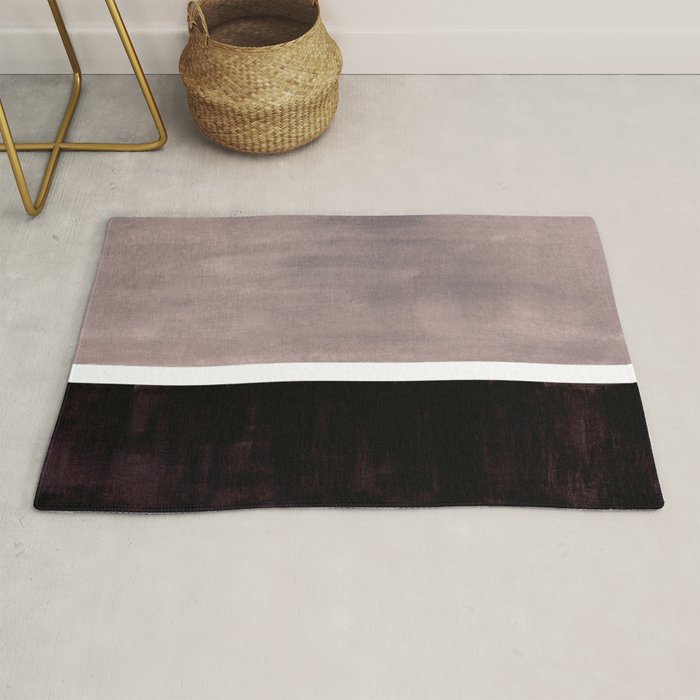 Mid Century Modern Minimalist Art Colorblock Rothko Inspired Squares Grey and Black Simple Abstract Rug Gallery Image 1