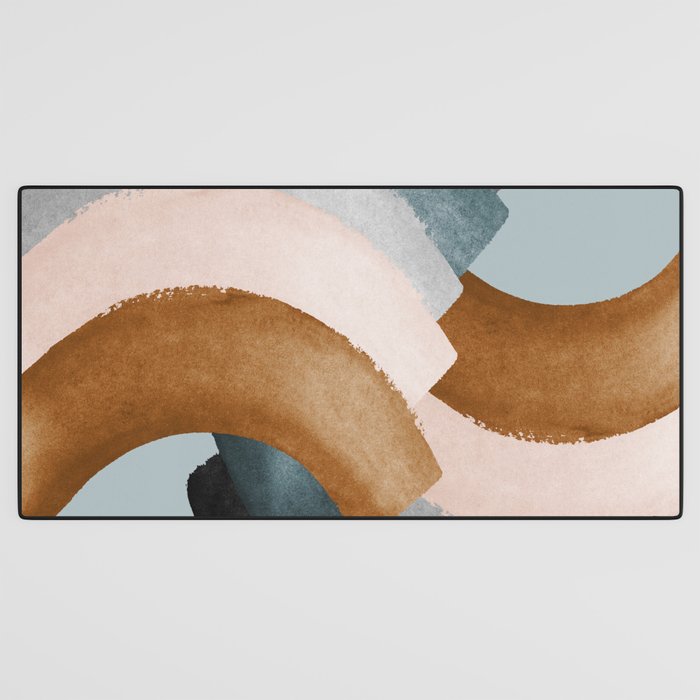 Brushstroke rainbows - teal Desk Mat Gallery Image 3