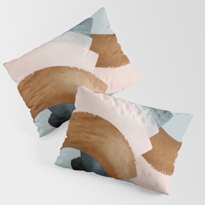 Brushstroke rainbows - teal Pillow Sham Gallery Image 1