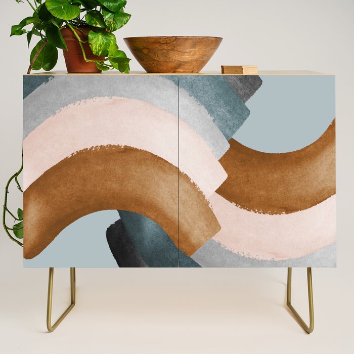 Brushstroke rainbows - teal Credenza Gallery Image 1