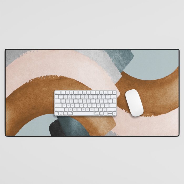 Brushstroke rainbows - teal Desk Mat Gallery Image 1