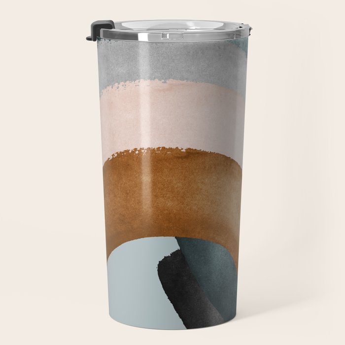 Brushstroke rainbows - teal Travel Mug Gallery Image 3