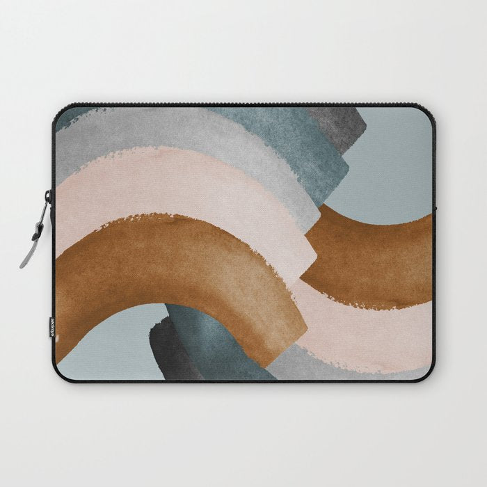 Brushstroke rainbows - teal Laptop Sleeve Gallery Image 1