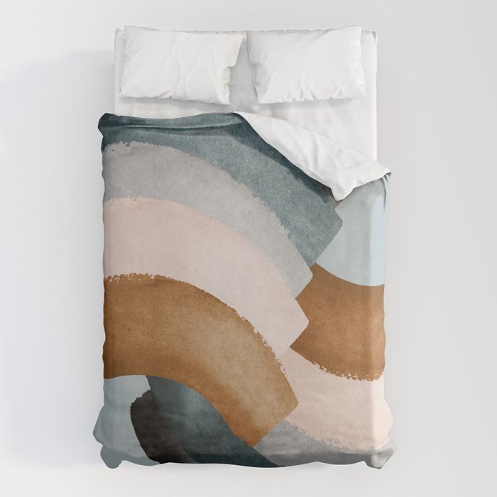 Brushstroke rainbows - teal Duvet Cover Gallery Image 6