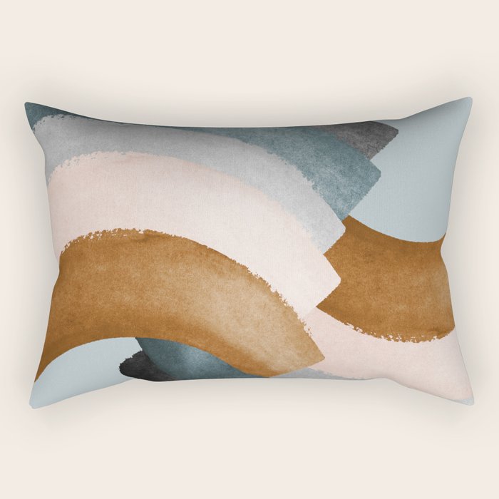 Brushstroke rainbows - teal Rectangular Pillow Gallery Image 1