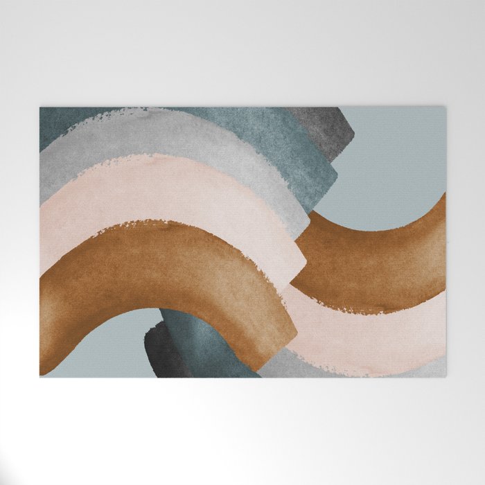 Brushstroke rainbows - teal Welcome Mat Gallery Image 1