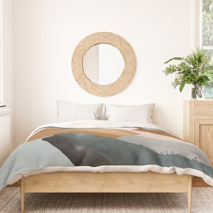 Brushstroke rainbows - teal Duvet Cover Gallery Image 3