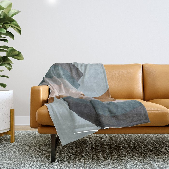 Brushstroke rainbows - teal Throw Blanket Gallery Image 1