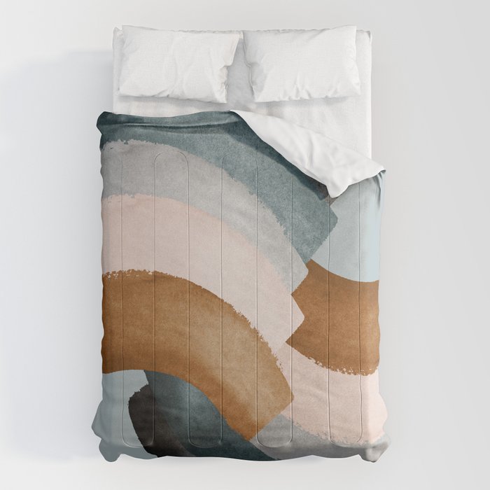 Brushstroke rainbows - teal Comforter Gallery Image 6