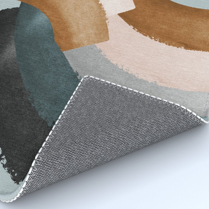 Brushstroke rainbows - teal Rug Gallery Image 4