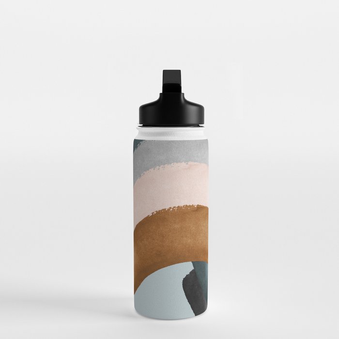 Brushstroke rainbows - teal Water Bottle Gallery Image 3