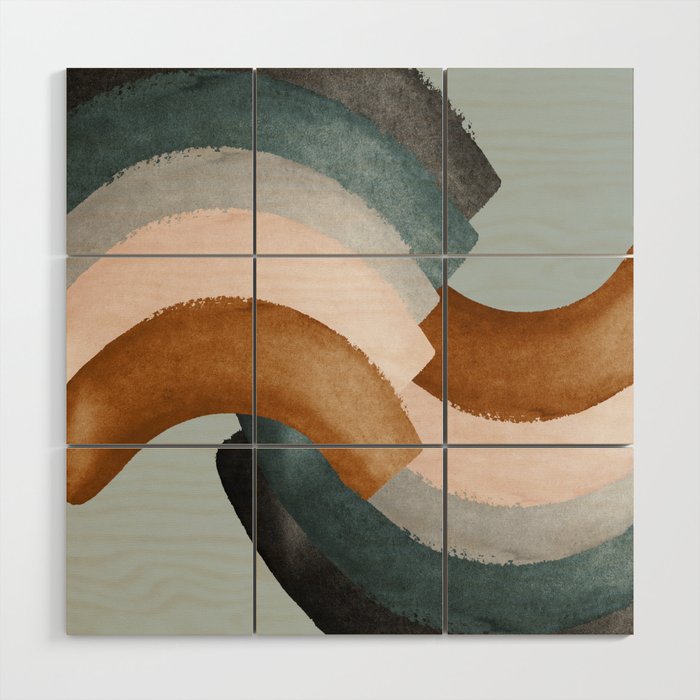 Brushstroke rainbows - teal Wood Wall Art Gallery Image 1