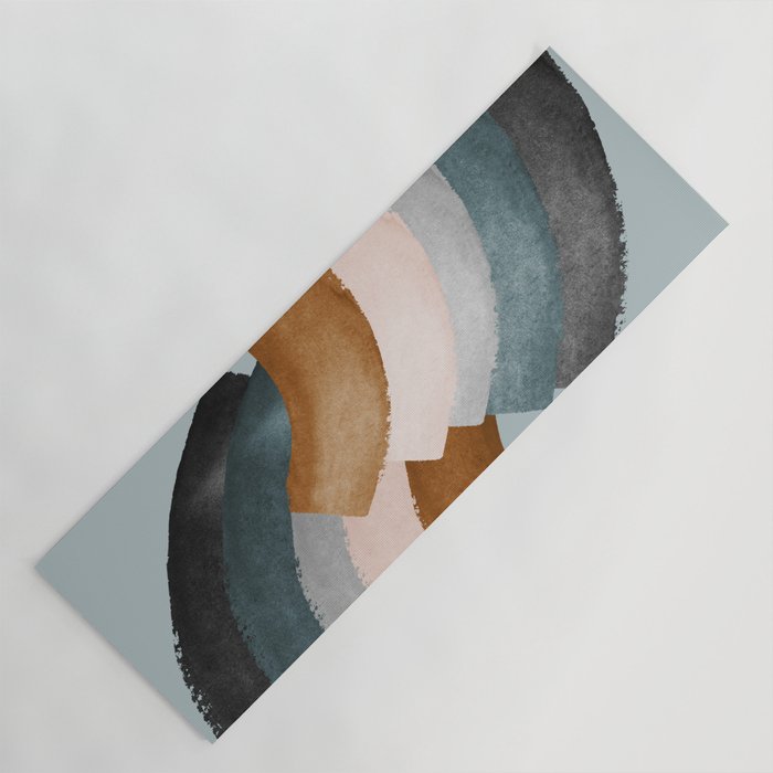 Brushstroke rainbows - teal Yoga Mat Gallery Image 1
