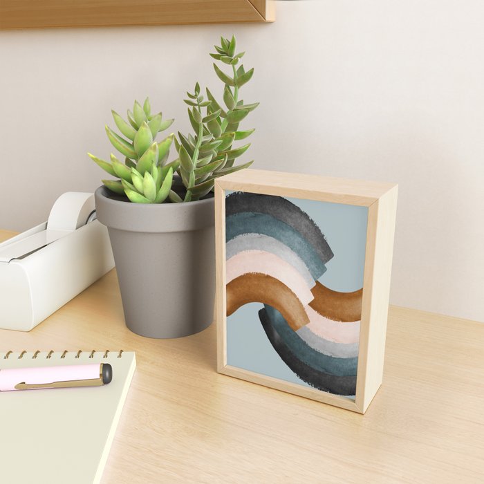 Brushstroke rainbows - teal Mini Art Print Gallery Image 2