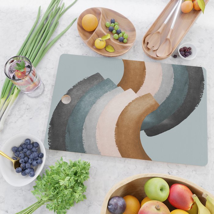 Brushstroke rainbows - teal Cutting Board Gallery Image 2