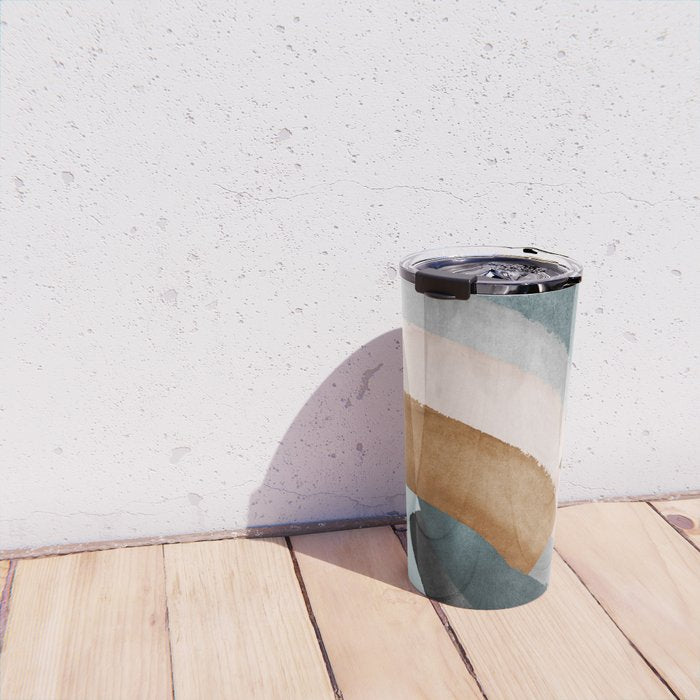Brushstroke rainbows - teal Travel Mug Gallery Image 4