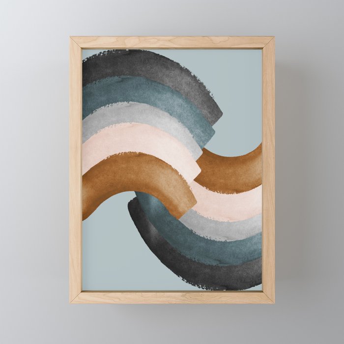 Brushstroke rainbows - teal Mini Art Print Gallery Image 1