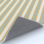 Vintage Cabana Stripe Sage Mint Green And Gold Retro Boho Coastal Beach Vibe Rug Gallery Image 4