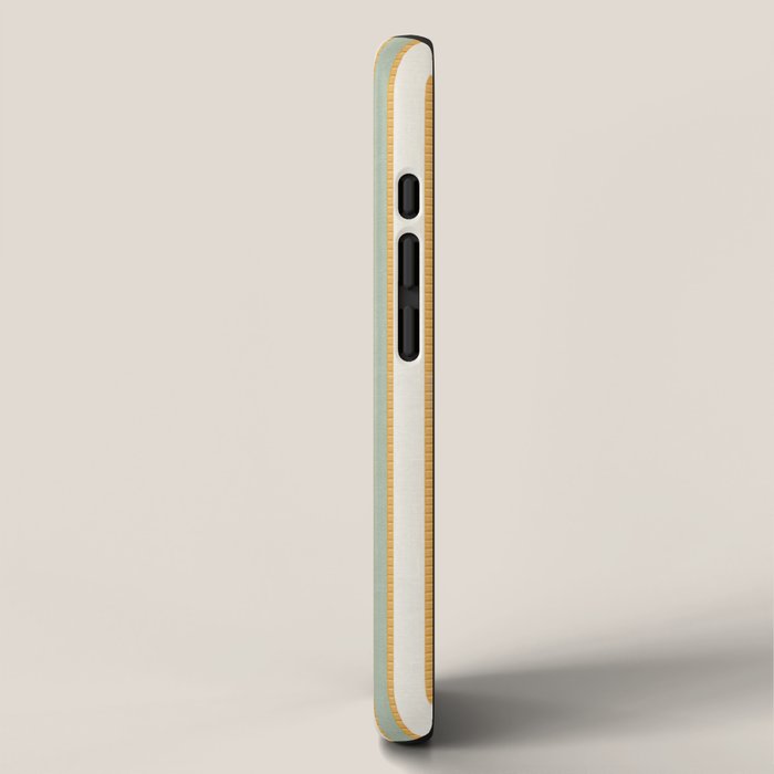 Vintage Cabana Stripe Sage Mint Green And Gold Retro Boho Coastal Beach Vibe iPhone Case Gallery Image 2