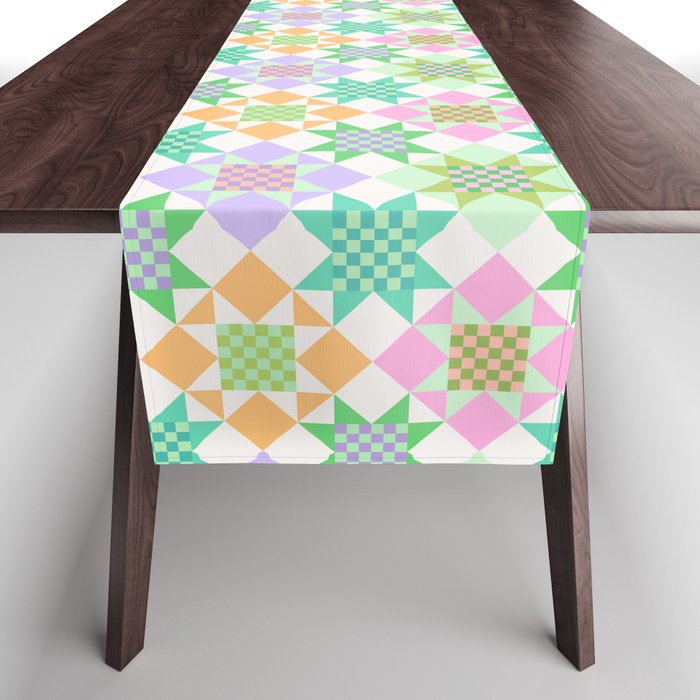Checkerboard Quilt - Pastel Colors Table Runner Gallery Image 1