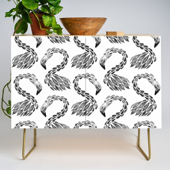 Miami Flamingo - Black Ink Credenza Gallery Image 1