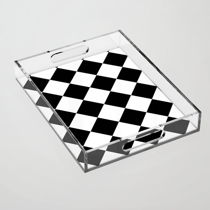 Checkered (Black and White) Acrylic Tray Gallery Image 1