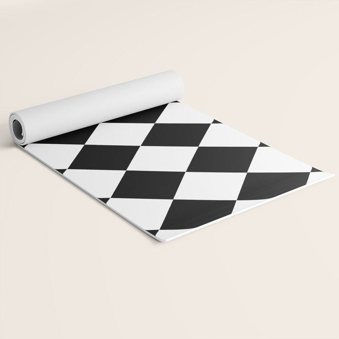 Checkered (Black and White) Yoga Mat Gallery Image 2