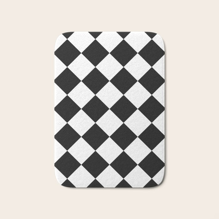 Checkered (Black and White) Bath Mat Gallery Image 1