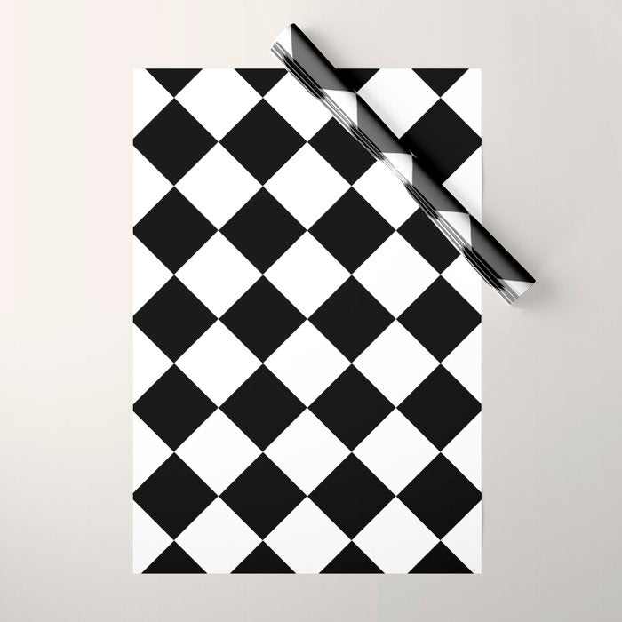 Checkered (Black and White) Wrapping Paper Gallery Image 1