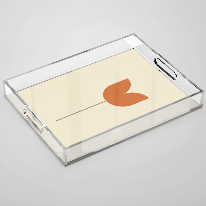 Vintage Tulip Minimalism - Red Acrylic Tray Gallery Image 1
