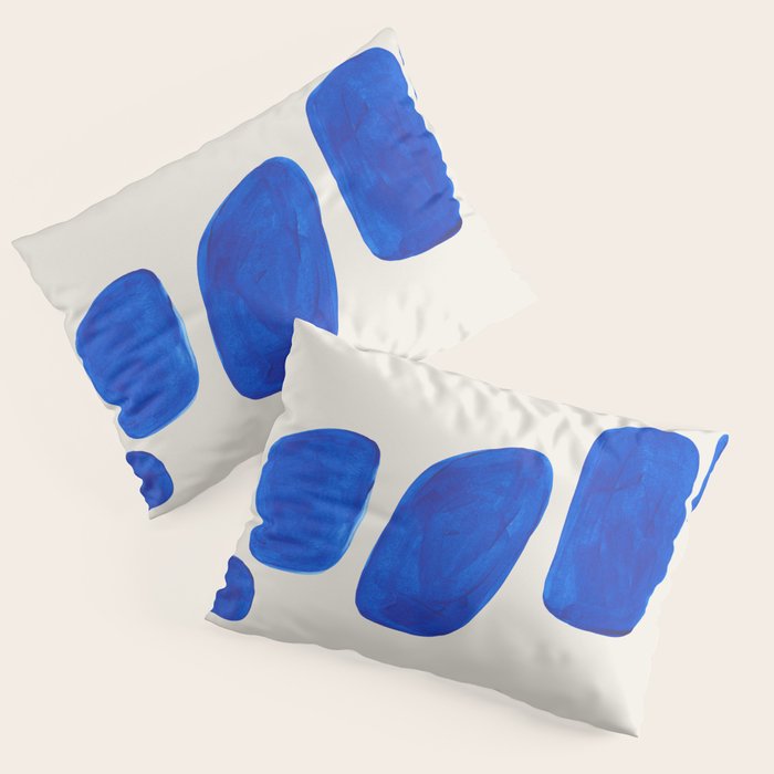 Minimalist Modern Mid Century Colorful Abstract Shapes Phthalo Blue Native Pebbles Stacked Pillow Sham Gallery Image 3
