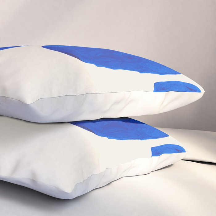 Minimalist Modern Mid Century Colorful Abstract Shapes Phthalo Blue Native Pebbles Stacked Pillow Sham Gallery Image 3